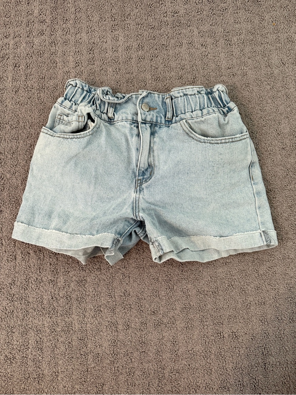 Forever 21 Light Blue Elastic-Waist Denim Shorts
